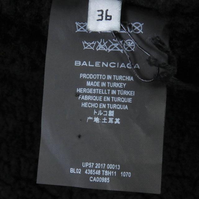 極美品□BALENCIAGA バレンシアガ 436548 Bombardier Shearling Jacket 羊革 襟元ロゴ ムートン フライトジャケット ブラック 36 正規品
