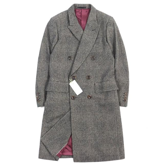 未使用品△Paul Smith ポールスミス ウール コットン グレンチェック柄 ロング ダブルチェスターコート グレー系 M 日本製 正規品 メンズの通販は