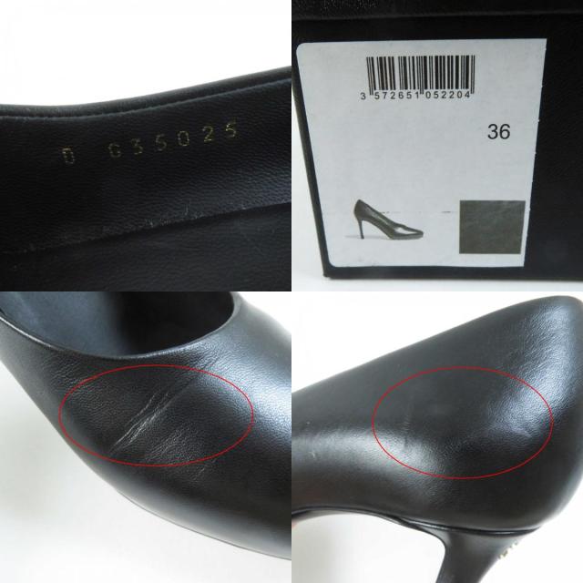 美品◎CHANEL シャネル G35025 ココマーク付き ラウンドトゥ レザー パンプス ブラック ゴールド金具 36 箱付き イタリア製 レディース