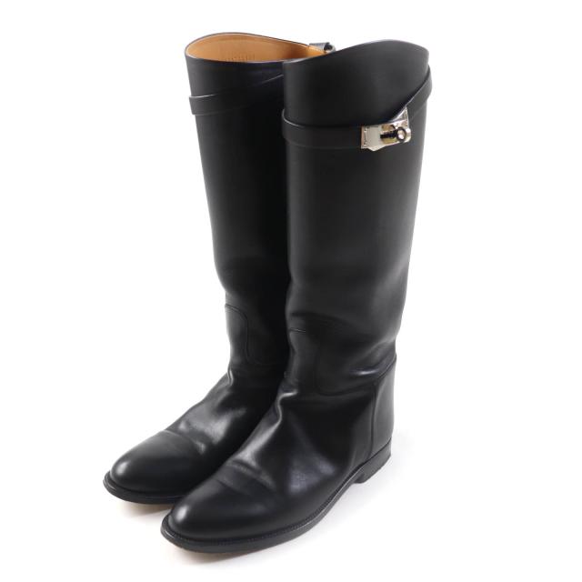 美品★HERMES エルメス 2024年製 AF042138Z ケリー金具 レザー ジャンピング ブーツ ブラック 37.5 イタリア製 レディースの通販は