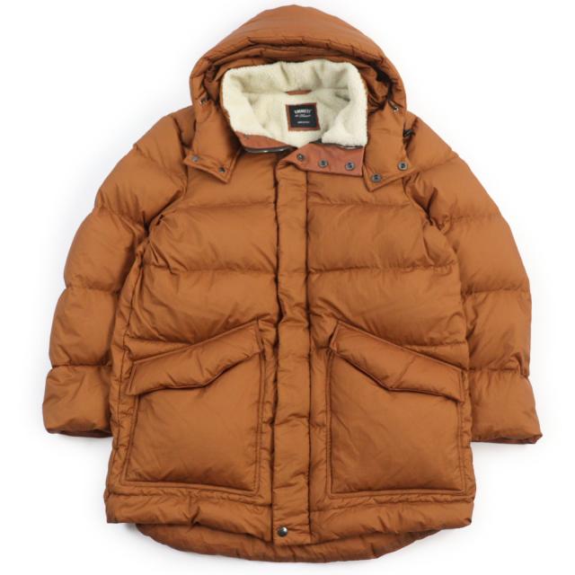 極美品●EMMETI エンメティ 505912 BORDEAUX ムートン・ラムレザー使い フード付 ダウンジャケット・ダウンコート M 伊製 正規品 メンズ