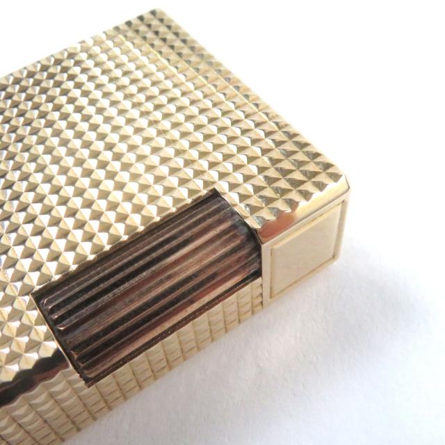 外装美品★デュポン ライン1 ダイヤモンドヘッド ショート スクエア型 ローラー式 ガスライター ゴールド ケース付 仏製 メンズ 着火不可