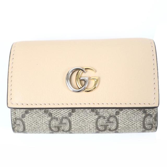 極美品☆GUCCI グッチ 795649 ダブルG キーケース レザー GGスプリームキャンバス ベージュ 箱・保存袋付 伊製 レディース 定価50600円
