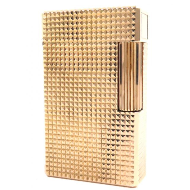 外装美品△Dupont デュポン ライン1 ロング ダイヤモンドヘッド スクエア ローラー ガスライター 喫煙グッズ ライター ゴールド 着火不可の通販は