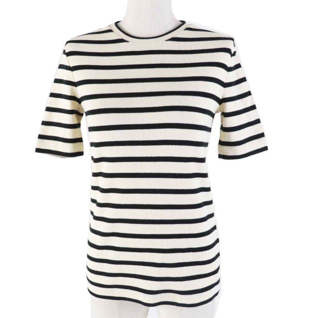 未使用品◎JIL SANDER+ ジルサンダープラス 23SS J40GC0111 コットン100％ ボーダー柄 半袖トップス XS 正規品 レディース 定価55000円