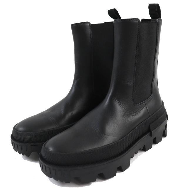 極美品△MONCLER モンクレール Coralyne コラリン ロゴ入り サイドゴア レザー チェルシーブーツ ショートブーツ ブラック 36 レディースの通販は