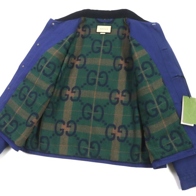 未使用品▼GUCCI グッチ 2022年製 709636 XDB39 襟コーデュロイ 裏GG・チェック柄 中綿入り ブルゾン ジャケット 48 正規品 メンズ_3