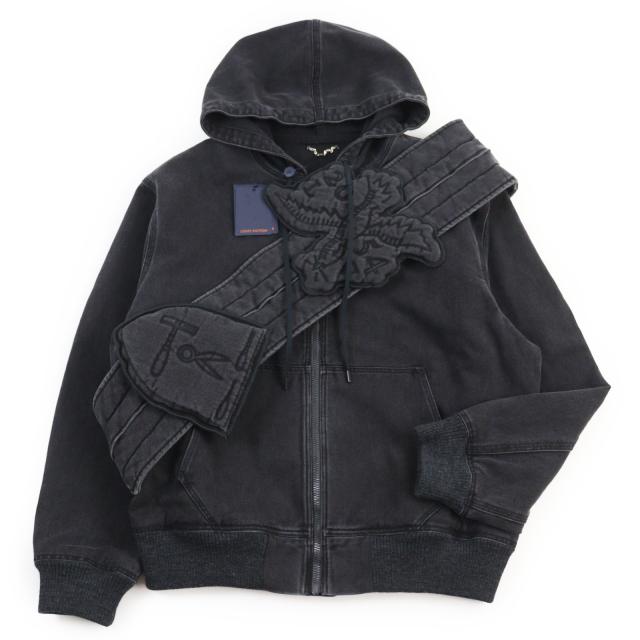 未使用品●LOUIS VUITTON ルイヴィトン ジップスローデニムフーディ ウィズ サッシュアンドパッチ ジップコットンジャケット 50 正規品