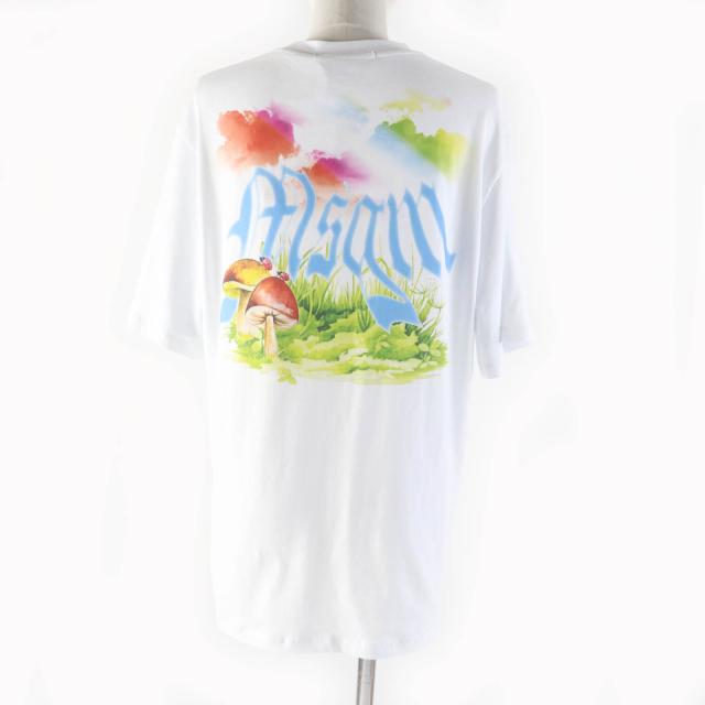 未使用品★MSGM エムエスジーエム 21年製 コットン100％ レインボー キャットプリント クルーネック 半袖Ｔシャツ ホワイト XXS 正規品_2