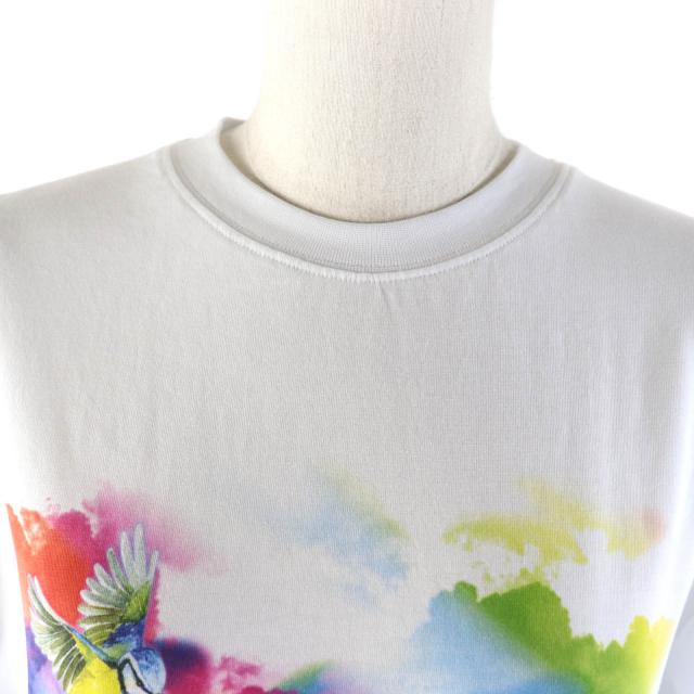 未使用品★MSGM エムエスジーエム 21年製 コットン100％ レインボー キャットプリント クルーネック 半袖Ｔシャツ ホワイト XXS 正規品_3