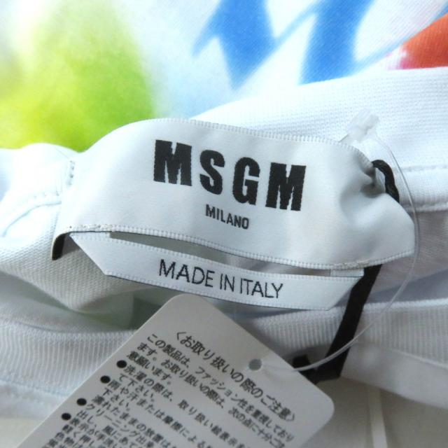 未使用品★MSGM エムエスジーエム 21年製 コットン100％ レインボー キャットプリント クルーネック 半袖Ｔシャツ ホワイト XXS 正規品_6