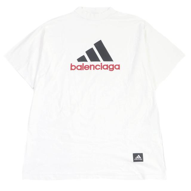 美品□BALENCIAGA バレンシアガ adidas 23SS 731369 パフォーマンスロゴ インサイドアウト オーバーサイズ Ｔシャツ L ドイツ製 正規品