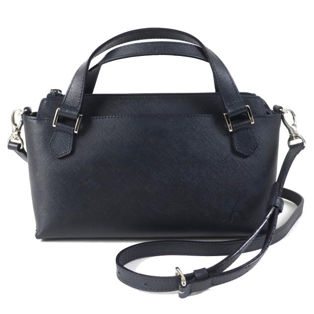 美品◎Kitamura キタムラ レザーショルダーバッグ 黒 Kカットワーク◎