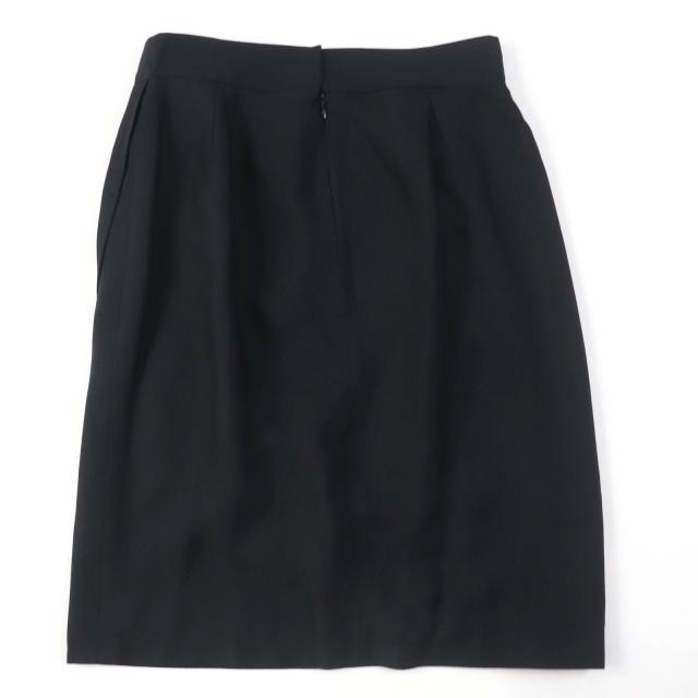極美品☆CHANEL シャネル P43905V31200 シルク100％ グリポアボタン付 膝丈 タイトスカート ブラック 40 フランス製 レディース_1