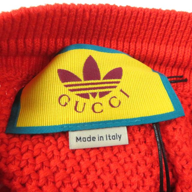 未使用品★GUCCI グッチ adidas アディダス 22AW 693835 リネン コットン混 トレフォイル刺繍入り ニット ショートパンツ M　正規品_6
