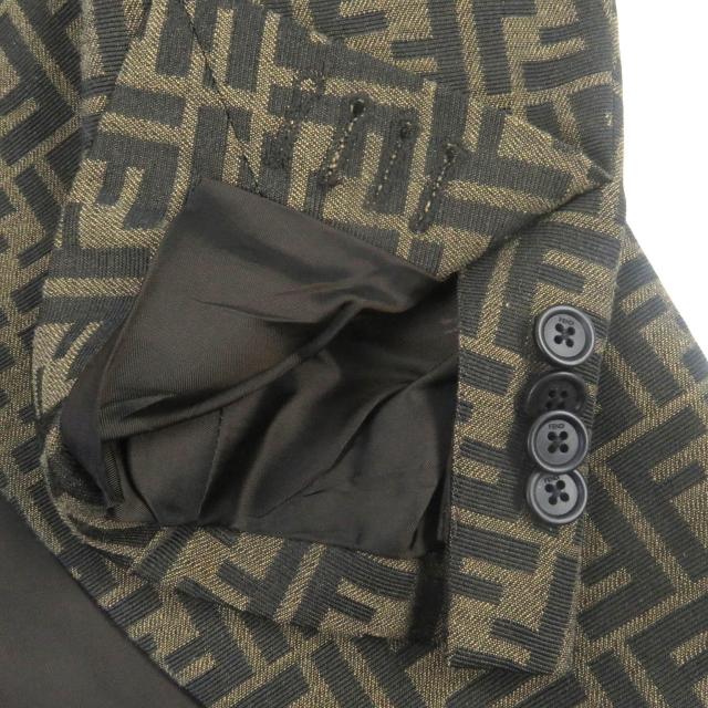 美品□FENDI フェンディ FJ0498/FB0767 FFロゴ ズッカ 総柄 シングルスーツ 上下セットアップ ブラウン 44 イタリア製 正規品 メンズ