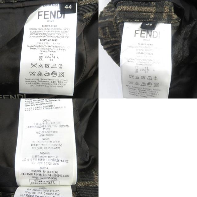 美品□FENDI フェンディ FJ0498/FB0767 FFロゴ ズッカ 総柄 シングルスーツ 上下セットアップ ブラウン 44 イタリア製 正規品 メンズ