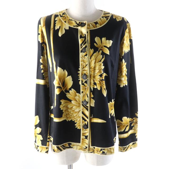 レオナール FASHION カーディガン ロゴボタン 花柄 カシミヤ