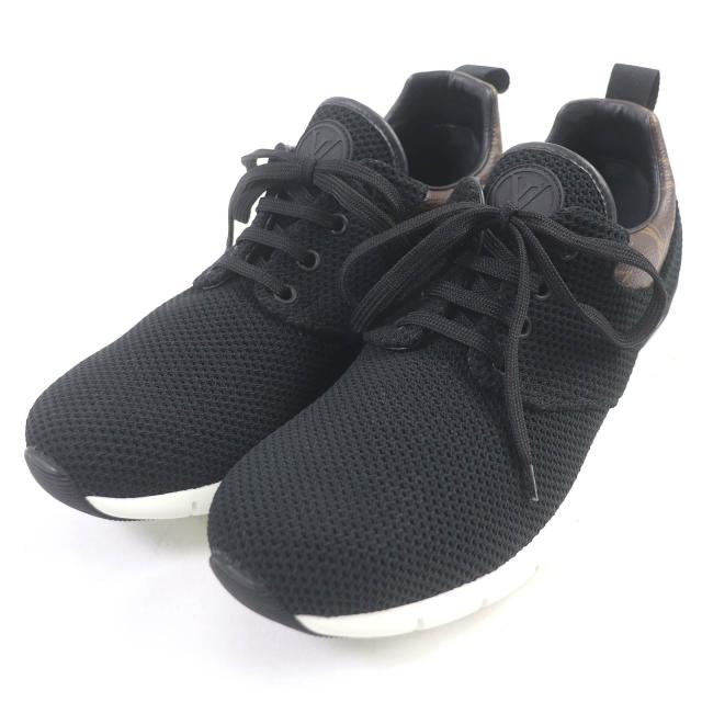 LOUIS VUITTON◆ローカットスニーカー/US8/ブラック/1AA621/汚れ有/ソール減り有 LOUIS VUITTON◇トレイナーライン⁄ローカットスニーカー⁄US8⁄BLK