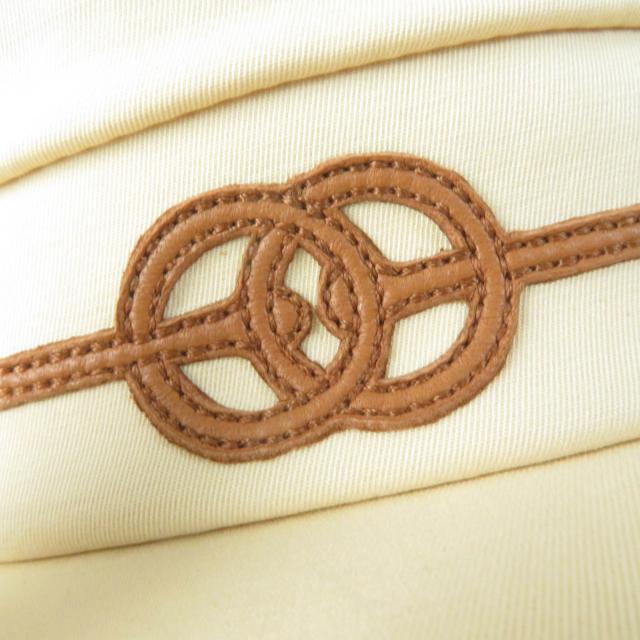美品☆HERMES エルメス カーブル・クリケティス レザー切替 セリエ金具 キャスケット ベージュ 56 フランス製 正規品 レディース_7