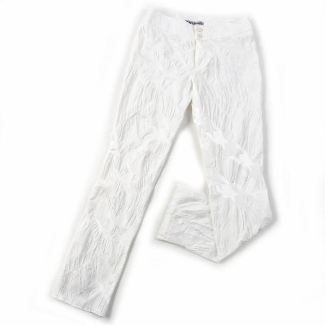 極美品☆ISSEY MIYAKE イッセイミヤケ IM31FF505 総柄デザイン ボトムス パンツ ホワイト 1 日本製 正規品 レディース