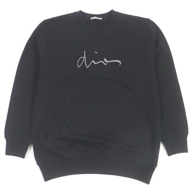美品□Dior HOMME ディオールオム 23SS 333J666W3664 ロゴエンブロイダリー トレーナー スウェット ブラック S イタリア製 正規品 メンズ トレーナー・スウェット