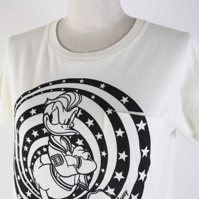 極美品◎GUCCI グッチ Disney ディズニー 644674 コットン ドナルドダック ポケット付き 半袖Ｔシャツ アイボリー ブラック XS 正規品_1