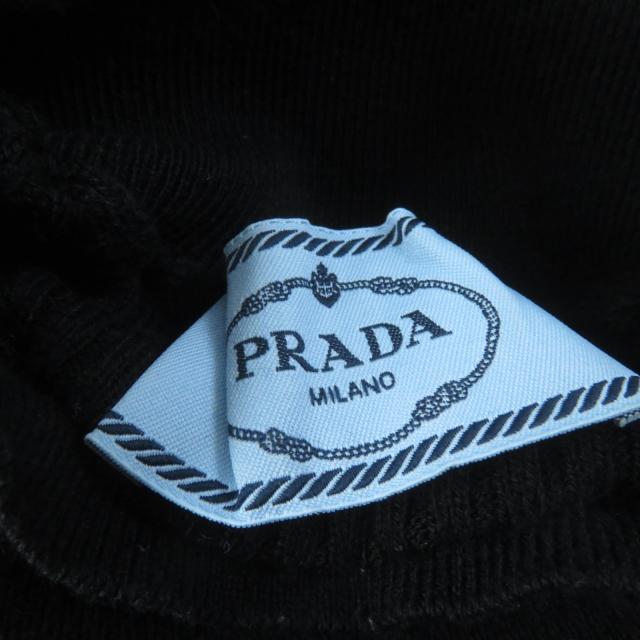 美品☆PRADA プラダ 2023年製 DNA945 コットン100％ リブ編み 長袖 ハイネック ニット トップス ブラック 36 正規品 レディース_4