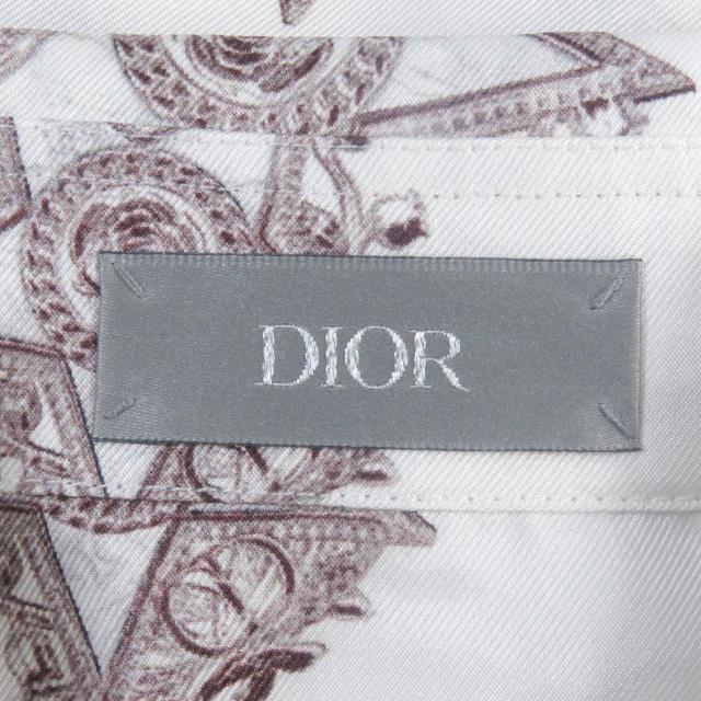 極美品□DIOR ディオール オム 243C556A5649 シルク100％ CD エトワール 総柄 半袖シャツ ホワイト系 39 イタリア製 正規品 メンズ_4