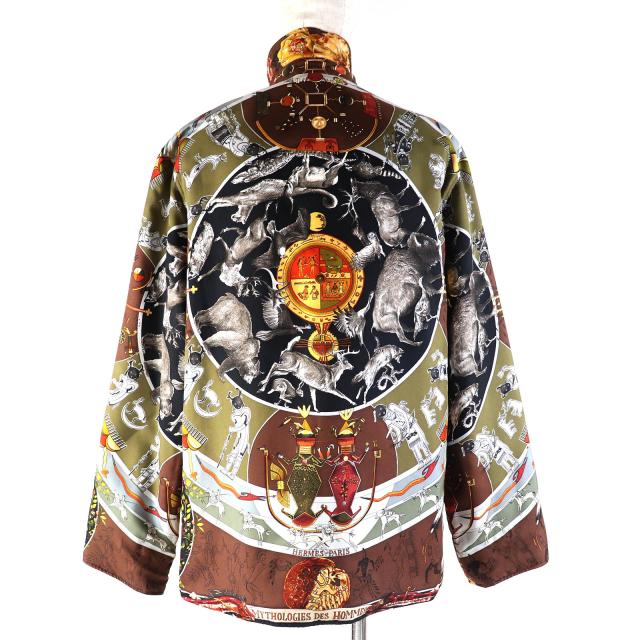 極美△HERMES エルメス ヴィンテージ LES MYTHOLOGIES DES HOMMES ROUGES 褐色の男達の伝説 マルジェラ期 リバーシブルジャケット 正規品_4