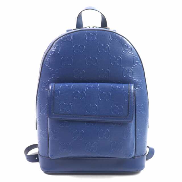 極美品▼GUCCI グッチ 658579 GGエンボス バックパック レザー リュック・デイパック ブルー シルバー金具 保存袋付き イタリア製 メンズの通販はバックパック・リュック