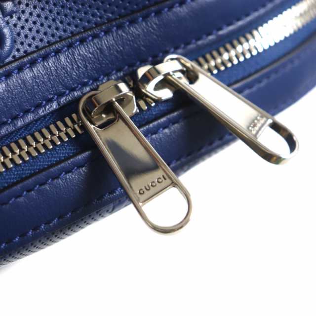 極美品▼GUCCI グッチ 658579 GGエンボス バックパック レザー リュック・デイパック ブルー シルバー金具 保存袋付き イタリア製 メンズの通販は