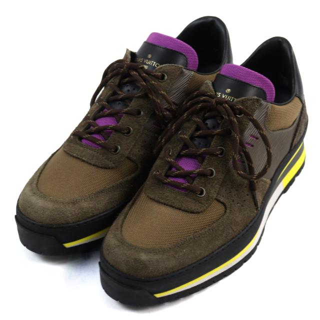 極美品○LOUIS VUITTON ルイヴィトン 2019年製 エピ切り替え ロゴ入り スウェードレザー スニーカー 茶系 6