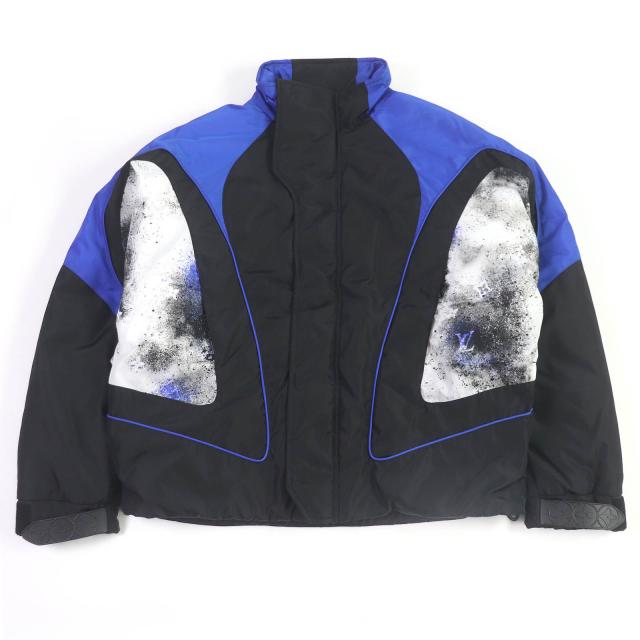 極美品□LOUIS VUITTON ルイヴィトン HIB30WRWK スプラッシュモノグラム ナイロンパフィージャケット ブラック 52 イタリア製 正規品