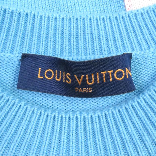 極美品□LOUIS VUITTON ルイヴィトン 1A8P48 2021年 ディストーテッド ジャイアントダミエ セーター ライトブルー XS イタリア製 正規品