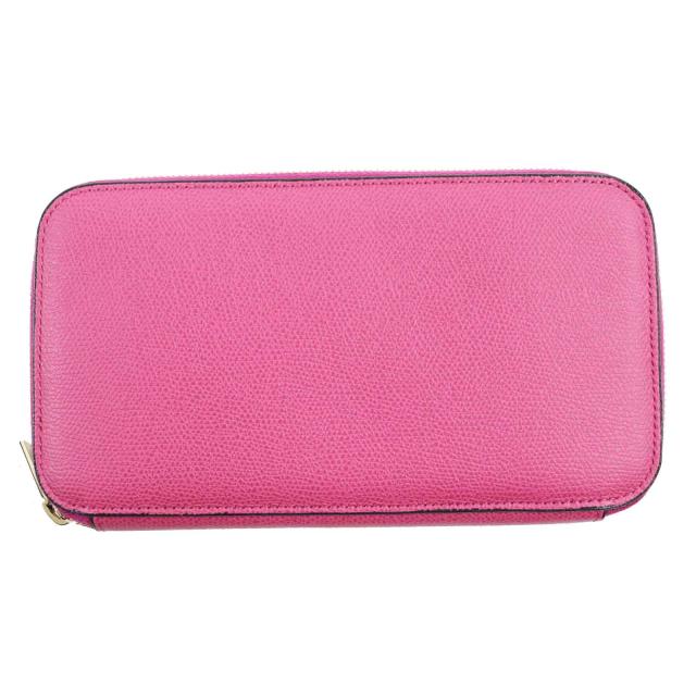 美品◎Valextra ヴァレクストラ SGZA0006028LOCWZ99 グレインカーフスキン ラウンドファスナー ロングウォレット マジェンタ ゴールド金具の通販は