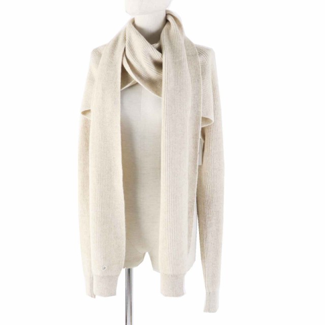 未使用品◎HERMES エルメス 3H2900D1 カシミヤ100％ シルバーサークルロゴ金具 マフラー付き ニット ボレロ／カーディガン ベージュ 34の通販は