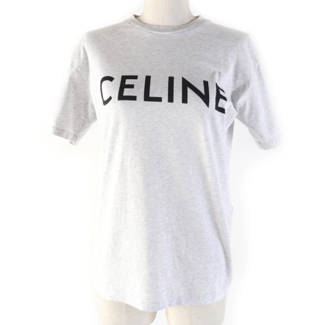 極美品☆CELINE セリーヌ 2X764501F コットン100％ ロゴプリント ルーズフィット 半袖Ｔシャツ グレー XS イタリア製 正規品 レディースの通販は 32,175円