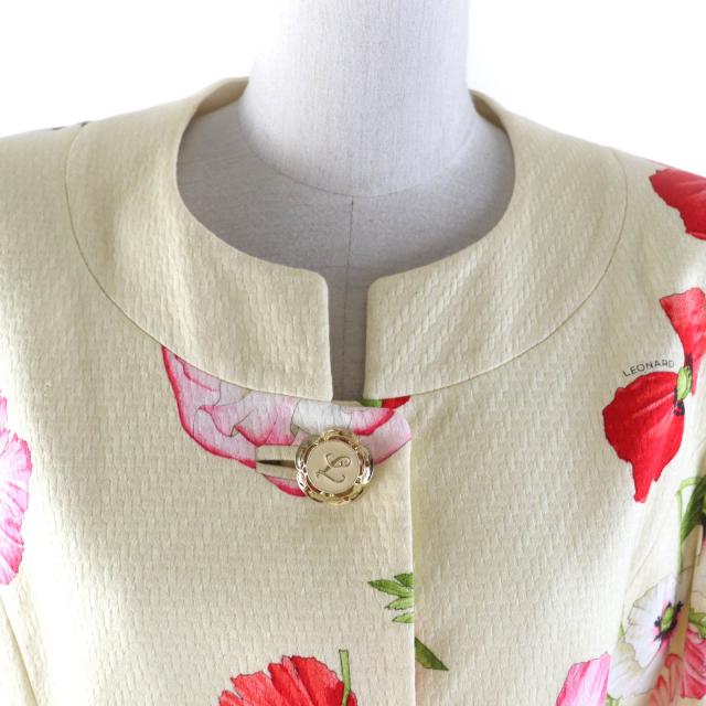 極美品☆LEONARD FASHION レオナール ファッション ロゴ金具ボタン付