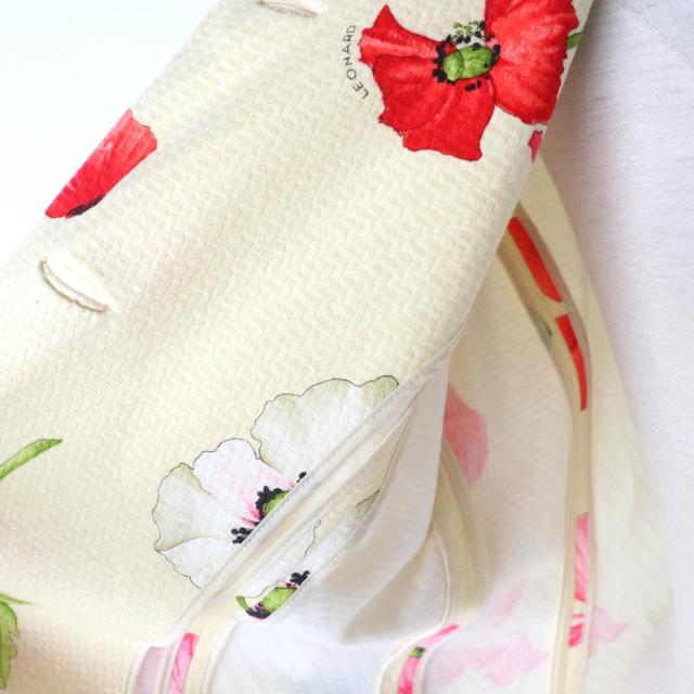 極美品★LEONARD FASHION レオナール ファッション ロゴ金具ボタン付 フラワープリント コットン ノーカラージャケット マルチ 11 極美品☆LEONARD FASHION レオナール ファッション ロゴ金具ボタン付