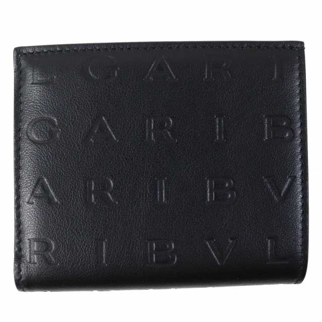 極美品△BVLGARI ブルガリ 291749 インフィニートゥム コンパクトウォレット レザー 二つ折り財布 ブラック ブルー 箱付き イタリア製の通販は