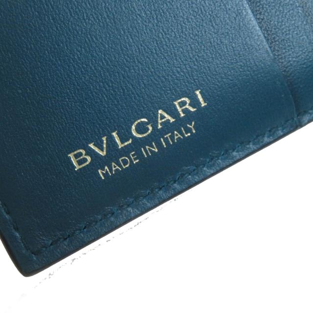 極美品△BVLGARI ブルガリ 291749 インフィニートゥム コンパクトウォレット レザー 二つ折り財布 ブラック ブルー 箱付き イタリア製の通販は