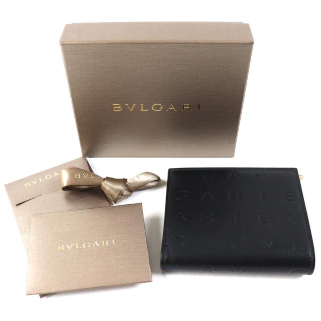 極美品△BVLGARI ブルガリ 291749 インフィニートゥム コンパクトウォレット レザー 二つ折り財布 ブラック ブルー 箱付き イタリア製の通販は