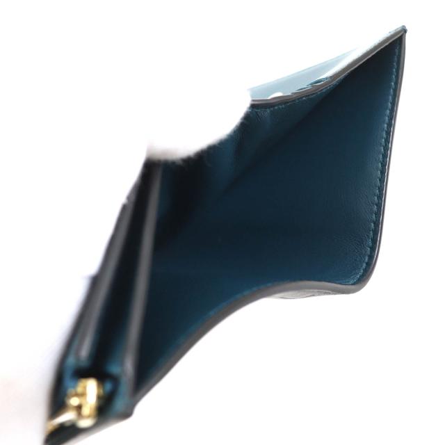 極美品△BVLGARI ブルガリ 291749 インフィニートゥム コンパクトウォレット レザー 二つ折り財布 ブラック ブルー 箱付き イタリア製の通販は