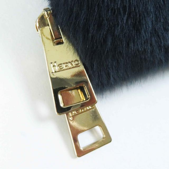 極美品◎Herno ヘルノ 22AW PI1166D-12354-9202 LADY CAPE フェイクファー スタンドカラー ダウンジャケット ネイビー 42 正規品の通販は