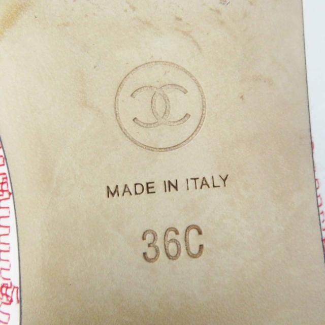 美品◎CHANEL シャネル 24P G45591 バレリーナ ココマーク リボン付 ラムスキン フラットシューズ／バレエシューズ 黒 白 赤 36 箱・袋付_8