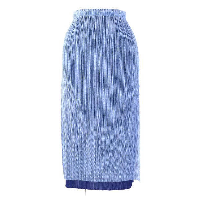 極美品△PLEATS PLEASE プリーツプリーズ イッセイミヤケ PP41-JG856 総柄 スリット入り レイヤード スカート ブルー系 1 日本製 正規品の通販は