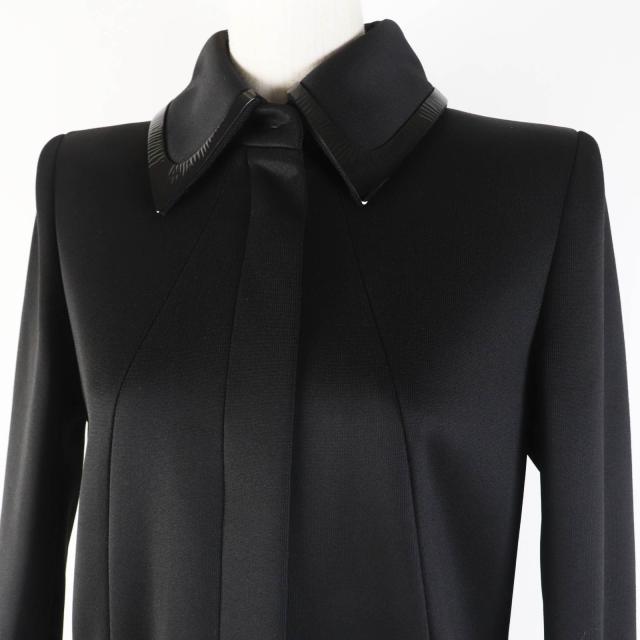 極美品◎FENDI フェンディ 2019年製 FF8679 袖口ミンク ハーフジップ 比翼 ロングコート ブラック 38 ハンガー・ガーメント付き 正規品_1
