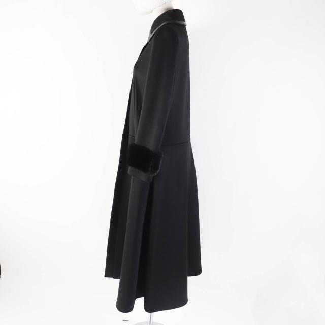極美品◎FENDI フェンディ 2019年製 FF8679 袖口ミンク ハーフジップ 比翼 ロングコート ブラック 38 ハンガー・ガーメント付き 正規品_2