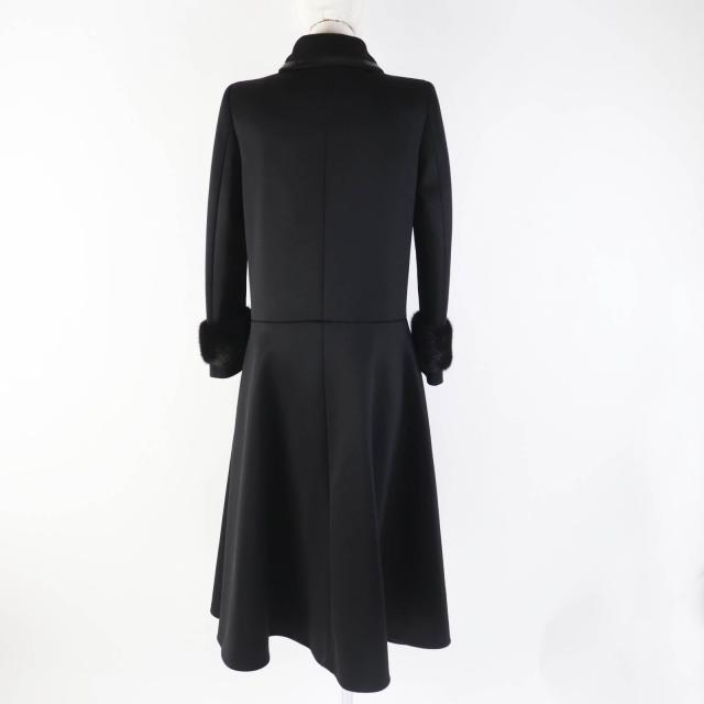 極美品◎FENDI フェンディ 2019年製 FF8679 袖口ミンク ハーフジップ 比翼 ロングコート ブラック 38 ハンガー・ガーメント付き 正規品_3